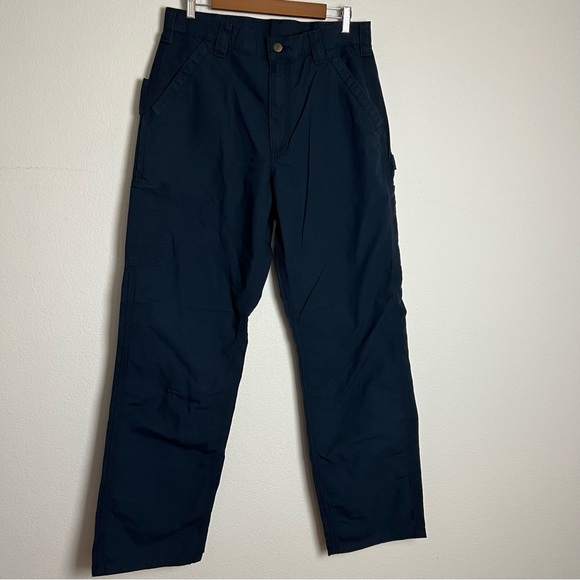NWT Carhartt Mens Loose Fit Navy Blue Canvas Utility Work Pants - Picture 7 of 12
